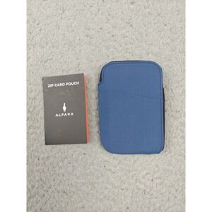 ALPAKA Zip Card Pouch Wallet Mens Blue RFID Blocking Nylon Mini Compact New